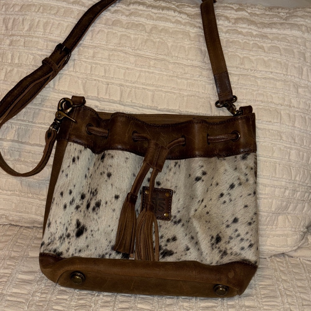 Brown and White Crossbody Bag